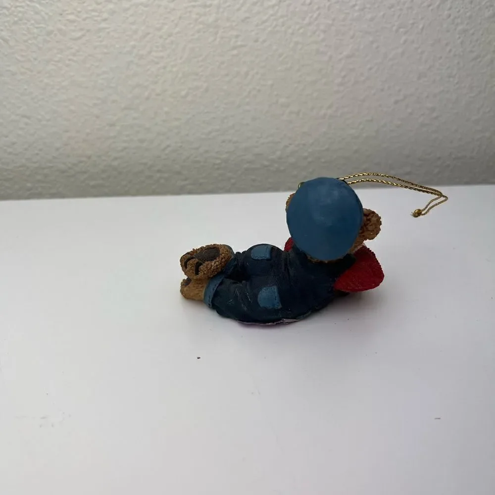 Kirkland Signature Conductor Engineer Bear Playing Train Christmas Ornament